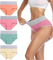 wirarpa Underwear Women High Waist Cotton Knickers Ladies Panties Full Coverage Briefs Underpants Plus Size Multipack