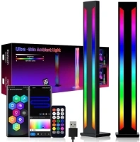 MIWATT Smart LED RGB Ultra Slim Ambient Light, Metal Aluminium Housing with App Control and Music Sync Rhythm Mode, Warm Mood Lighting for Desktop Gaming, PC, TV, Room Decoration (Black)