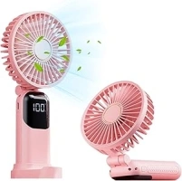 WUBAYI Handheld Fan,Portable Fan with 5 Speeds USB Rechargeable Hand Fan 180° Foldable Desk Fan Hand Held Fans with LED Display Mini Fan Handheld for Outdoor Office School Home Bedroom