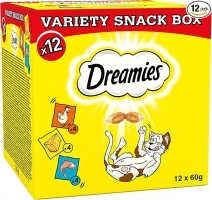 Dreamies Cat Treats Variety Pack, snacks with chicken, salmon flavour and cheese, Pack of 12 (12 x 60 g)