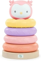 Ingenuity: ity, Cutie Stacks, 4 BPA-Free Rings, Faux Wood Stand, Owl Topper, Unisex, For Ages 6 Months and Up - Nally