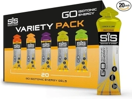 Science In Sport GO Isotonic Energy Gels, Running Gels with 22g Carbohydrates, Low Sugar, Variety Pack of Assorted Flavours, 60ml Per Serving (20 Pack)