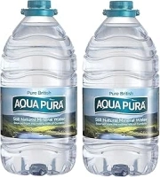 2x 5 Litre Aqua Pura, Large Bulk Big Bottle Still Natural Mineral Water,(Pack of 2, total 10 litre)