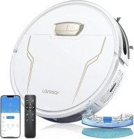 Laresar Robot Vacuum Cleaner with Mop, 4000Pa Robotic Vacuum with Auto Carpet Boost, Ultra Thin Robot Hoover for Pet Hair, Smart App Control, Work with Alexa(Evol 3s), White