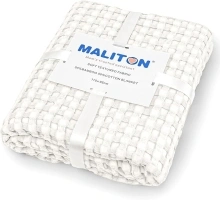 Maliton Large Baby Blanket, 110x95CM Premium 50% Cotton+50% Rayon Bamboo Extra Soft|Breathable Spring Blanket|Summer Blanket, Warm Throw Blanket Cot Bed|Pram, Casual Blanket for Toddlers, White