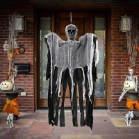 Hanging Halloween Skeleton Ghosts Decorations, Grim Reapers Props Skull Gauze Grimace Hanging Ghost for Halloween Decoration Outdoor Indoor Decor (ghost)