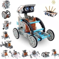 ACELIFE STEM Solar Robot Toy 12-in-1 Educational Science Kit DIY Building Toy Construction Engineering Set for Kids Age 8-12 Boys & Girls Birthday, Solar Powered Toy-Grey