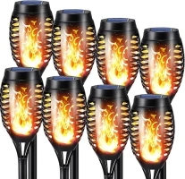 NEXVIN 8 Pack Solar Flickering Dancing Flame Lights Waterproof Solar Torch Lights for Outdoor Garden Patio Pathway Yard Driveway Halloween Decorative