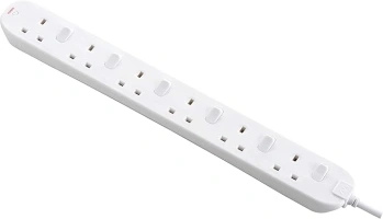 Masterplug Six Socket Extension with Individual Switches, 2 Metres, White