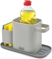 Joseph Joseph Duo Sink Tidy, Kitchen Sink Cleaning Caddy Organiser with Sponge Holder, Grey