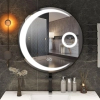 YITAHOE Round Bathroom Mirror with Led Lights, 600mm lluminated Wall Mounted Vanity Mirror with Demister with Demister Bathroom led Mirror with Touch Switch Dimmable IP54 Rated Waterproof