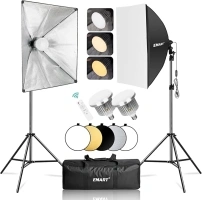 EMART Dimmable LED Softbox Lighting Kit, 60x60cm Soft Box Continuous Lights Set,Home Studio Product Photo Photography Light for YouTube Video Recording, Photoshoot,Podcast, Live Streaming-2 Pack