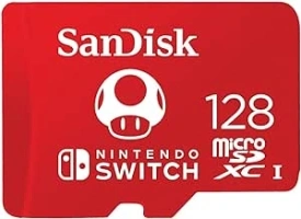 SanDisk 128GB microSDXC card for Nintendo Switch consoles, Super Mario Super Mushroom, up to 100 MB/s, Nintendo gaming storage, Nintendo Licensed Product, UHS-I, Class 10, U3,