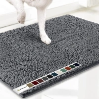 Muddy Mat AS-SEEN-ON-TV Highly Absorbent Microfiber Door Mat and Pet Rug, Non Slip Thick Washable Area and Bath Mat Soft Chenille for Kitchen Bathroom Bedroom Indoor and Outdoor - Grey Medium 30"X19"