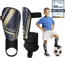 Kids Shin Pads - Shin Pads with Ankle Protection & Adjustable Straps, Football Shin Guards for Calf Protection, Football Training Equipment for Kids used in Soccer Games