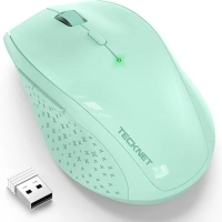 TECKNET 2.4G Wireless Mouse for Laptop, 4800 DPI Optical Computer Mouse with 6 Adjustable Levels, 30 Months Long Battery Life Cordless USB Silent Mouse for Notebook, PC, Office Home Work (Green)