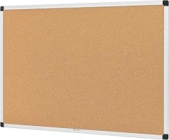 Amazon Basics Aluminum Frame Cork Notice Rectangular Board, 90cm x 60cm, Silver