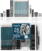 EVAZAR Sketching and Drawing Art Supplies, Artists Set of Drawing Pencils & Sketch Supplies, 28 Piece