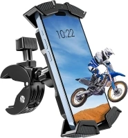 BUGANI Motorcycle Phone Mount, Bike Phone Holder, Phone Holder for Bike Scooter Handlebar, Security Lock, One-Hand Operation, 360° Rotatable Phone Mount Compatible with iPhone Samsung 4.7-6.8" Phones