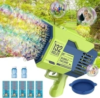 Bubble Gun,132 Hole Bubble Gun, Bazooka Bubble Gun with 2 Bottles of Bubble Liquid and 30 Packs of Bubble Concentrate, Bubble Launcher Toys Gifts for Adults Kids Playing and Indoor Outdoor Party