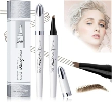 Magic Microblading Eyebrow Contouring Pencil - Microblading Eye Brow Contouring Pen - Precise Waterproof Brow Pen 4 Tipped Precise Waterproof With A Micro-Fork Tip Applicator