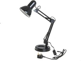 homelife for easy living 35W Swing Poise Hobby Desk Lamp - Tilt/Swivel Head - 35cm Swing Arm - Max. Height 52cm - Weighted Base with Desk Tidy - Inline Switch - L945BK - Black