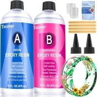 Epoxy Resin Crystal Clear Kit- 32oz/950ml - Casting Resin for Jewellery DIY Resin Coating Easy Cast Epoxy, with Instructions/Bonus Sticks/Graduated Cups/Beak