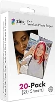 Zink 2"x3" Premium Photo Paper (20 Pack) Compatible with Polaroid Snap, Snap Touch, Zip and Mint Cameras and Printers, ZINKPZ2X320, White