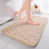 chakme Memory Foam Bath Mat, Extra Soft Non-Slip Bathroom Mat, Super Absorbent Bath Mats for Bathroom Floor, Machine-Washable Dry Bath Rugs,43x61 cm Small Beige Bath Mat