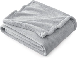 Bedsure Fleece Blanket Sofa Throw - Versatile Blanket Fluffy Soft Throw for Bed and Couch Twin/Double, Light Grey, 150x200cm