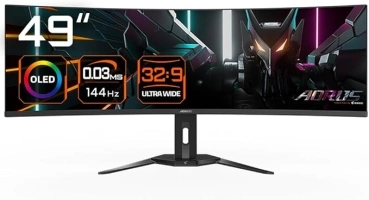 Gigabyte AORUS AORUS CO49DQ-EK 49" OLED DQHD Curved Gaming Monitor - 5120 x 1440(DQHD), 144Hz, 0.03ms, FreeSync, DisplayHDR 400 True Black, HDMI 2.1, DisplayPort 1.4