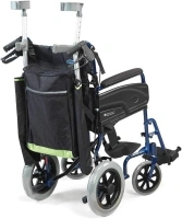 NRS Healthcare Reflective Wheelchair Scooter Walking Stick/Crutch Bag, Black and Green