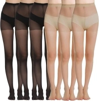 MANZI 6 Pairs Pantyhose for Women 20 Denier High Waist Sheer Tights