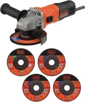 BLACK+DECKER 710 W Grinder Power Tool 115 mm with 5 Cutting Discs, BEG010A5-GB