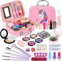 Kizmyee Kids Washable Makeup Toys Girls - Washable Kids Make Up Kit Girls Toys, Toddler Cosmetic Toy Make Up Set, Princess Birthday Present for Girls Age 3 4 5 6 7 8 Year Old