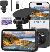 Dash Cam WiFi, Car Camera Dash Cam W/ 128GB Card Dashcam 2.5K QHD 1440P Dash Cam Front, Dash Cameras W/APP, Night Vision, 170°Wide Angle, G-sensor, Parking Monitor for Cars, Max Support 256GB