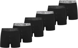 Keanu Mens A Front/Button Front Boxer Shorts - 6/12 Pack - Pure Cotton with Jacquard Waistband - Full Length Boxers with Stretch - 95% Cotton, 5% Elastane - S M L XL 2XL