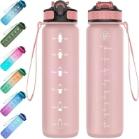 EYQ 1 L Water Bottle, 1 Litre Water bottle with Straw, Leak-Proof, Tritan BPA-Free, Motivational Water Bottle with Time Marker, Sports Drinks Bottle for Fitness, School, Gym, Outdoor Sports