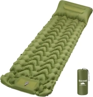 Sauyet Self Inflating Camping Mat, Inflatable Sleeping Mat with Pillow Built-in Foot Pump 10cm Thick Inflatable Camping Mattress for Hiking Travel Beach Outdoor (Green)