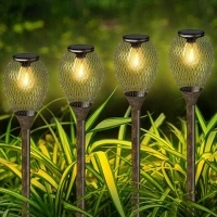 Collasis Solar Lights Outdoor Garden, 4 Pack Solar Garden Lights Upgrade Metal Vintage Warm White Auto On/Off Solar Powered Waterproof IP65 Garden Ornaments Outdoor for Patio, Yard, Pathway, Lawn