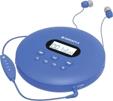 Oakcastle CD100 Rechargeable Bluetooth CD Player | 12hr Portable Playtime | In Car Compatible Personal CD Player | Headphones Included, AUX Output, Anti-Skip Protection, Custom EQ, CD Walkman (Blue)