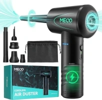 MECO ELEVERDE Compressed Air Duster, Air Blower with LED Light, 3-Gear to 100000RPM, Electric Air Duster for PC/Keyboard Cleaner, Reusable Cordless Air Duster