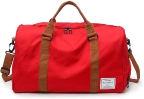 MOLLYGAN Travel Duffel Bag Large Capacity Yoga Gym Bag Durable Duffle Sports Bag with Shoes Compartment Tote Bag for Men and Women, Red