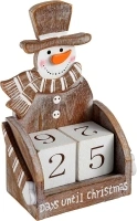 WeRChristmas Wooden Snowman Advent Calendar Christmas Decoration, Wood, 16 cm - Multi-Colour