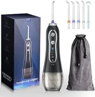 Water Flosser for Teeth Cordless with 5 Modes, Dveda 300ML Portable Oral Irrigator with Gravity Ball, 5 Jet Tips, Rechargeable IPX7 Waterproof Deep Clean Dental Flosser Tooth Cleaner for Home/Travel