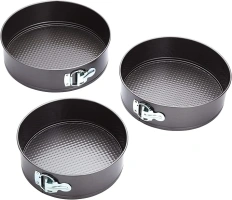 KitchenCraft Cake Tins with Non Stick Coating, Set of 3,Black