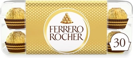 Ferrero Rocher Pralines, Chocolate Gift, Mothers Day Gift, Chocolate Hamper, Whole Hazelnut Covered in Milk Chocolate and Nuts, Box of 30 (375g)