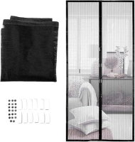 Magnetic Fly Screen Door Heavy Duty Mesh Curtain with Powerful Magnets and Thumbtacks Fly Screen Door Mesh Screen Curtain Magnetism Automatically Closes Magnetic Curtain 90 * 210cm(Color:Black)