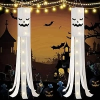 2 Pack Halloween Windsocks with Light, 180CM Halloween Windsock Ghost Flags for Hanging, Waterproof Halloween Decoration Hanging Ghost Windsocks for Door, Yard, Garden, Outdoor Indoor Decoration