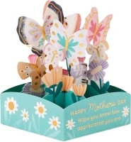 Hallmark Mothers Day Card - 3D Mini Pop-Up Florals & Butterflies Design